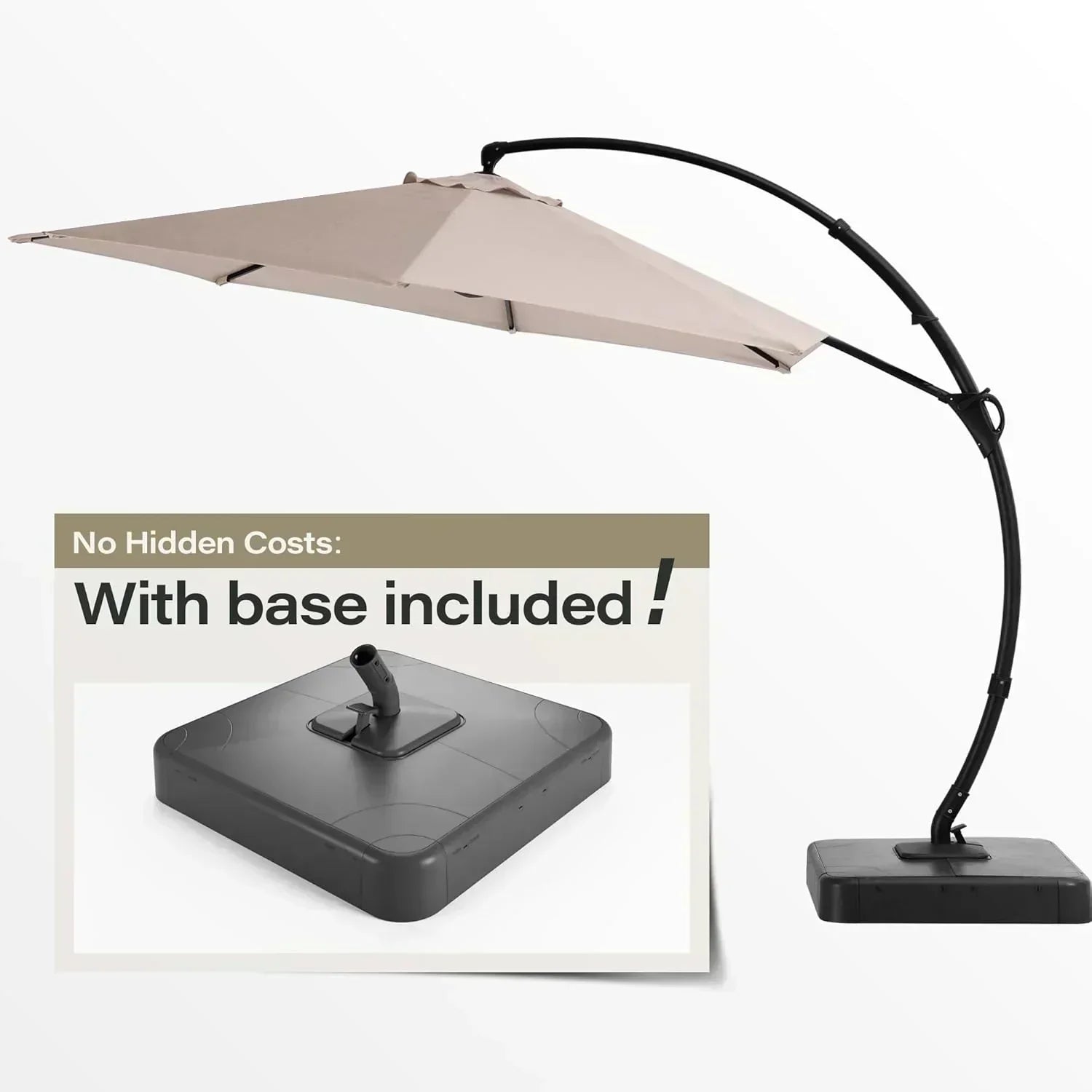 LAUSAINT HOME Outdoor Patio Umbrella with Base included 11 FT Deluxe Curvy Cantilever Umbrella wourant
