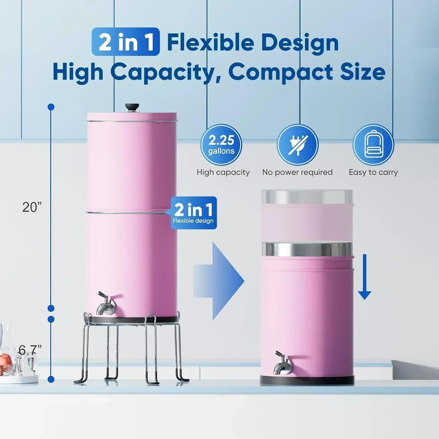 Purewell three-stage 0.01μm ultrafiltration gravity water filtration system 304 wourant