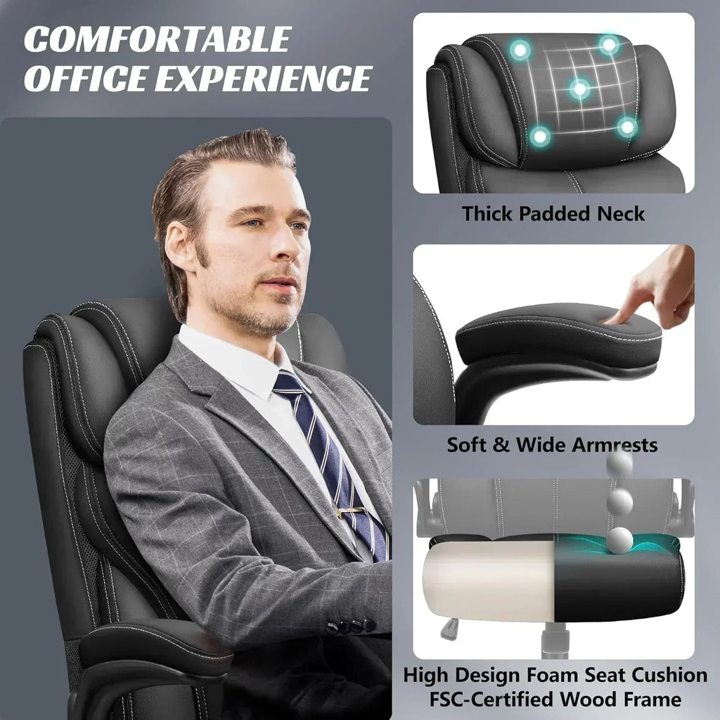 Office Chair Large High-Foot Computer Desk Chair Chair Lumbar Support Rotating Computer Chair wourant
