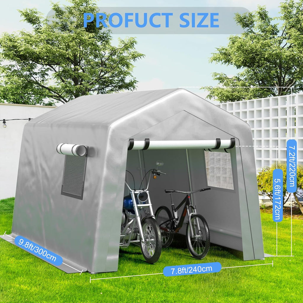 6x8 ft Heavy Duty Carport Tent Portable Garage Removable Side Walls Four Seasons Tarpaulin wourant