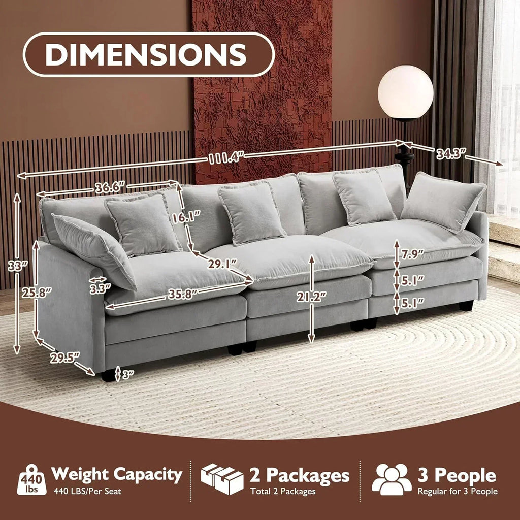 ihanherry 146-inch U-shaped modern sofa modular area cloud sofa wourant