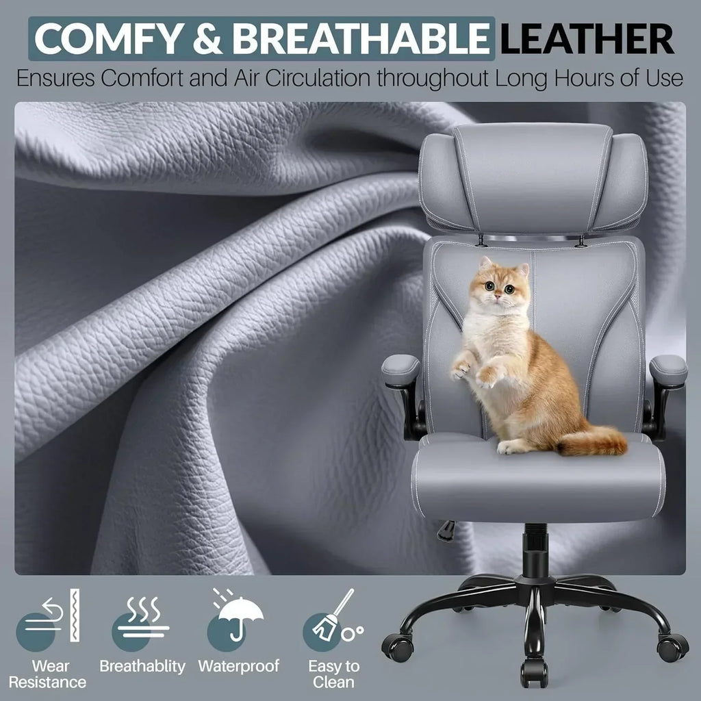 Office Chair Large High-Foot Computer Desk Chair Chair Lumbar Support Rotating Computer Chair wourant