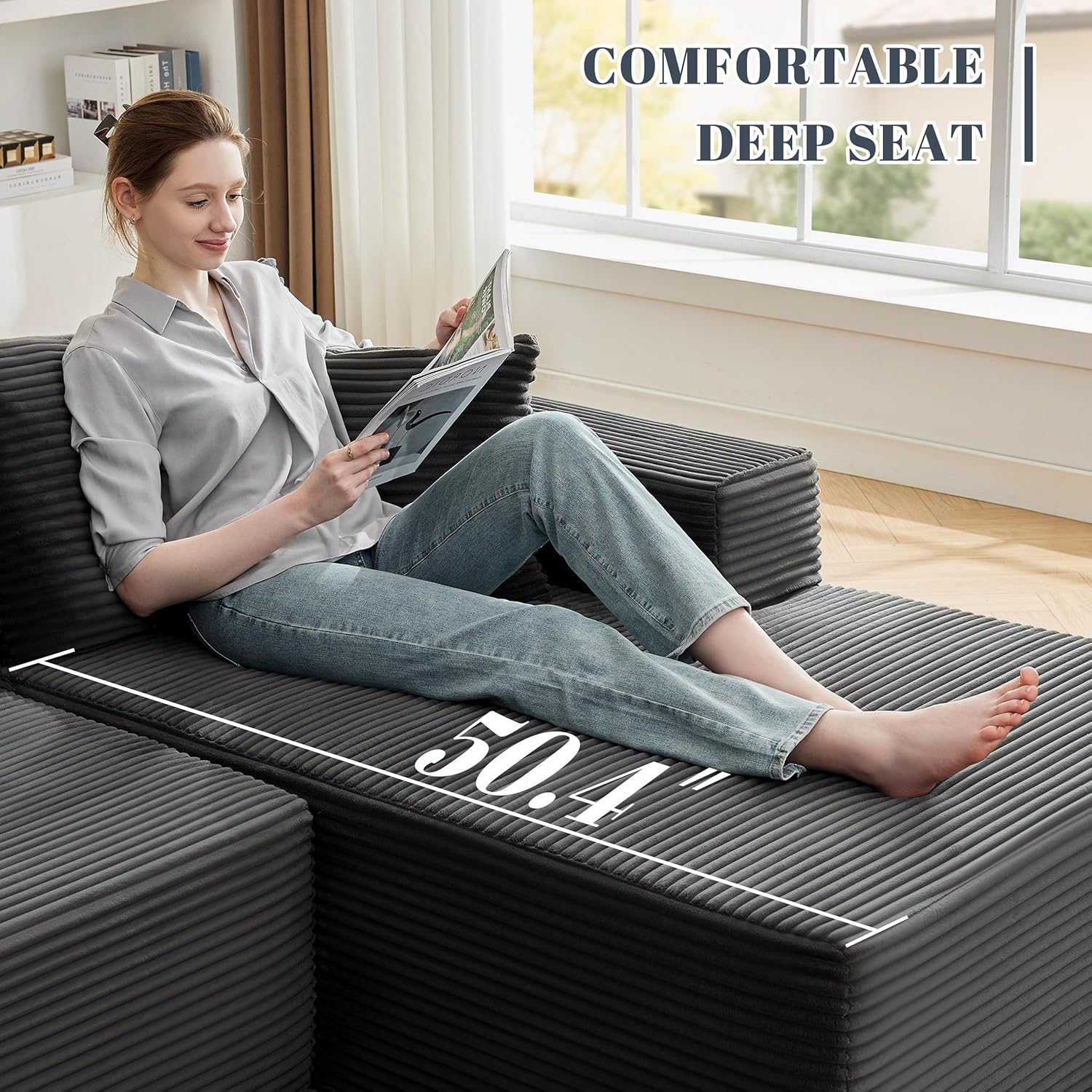110-inch cloud sofa boneless sofa in the living room modular sofa with deep seats wourant