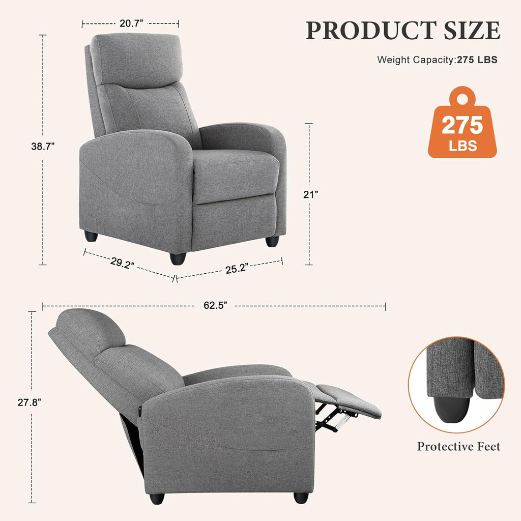 Adult massage recliner adjustable home theater seat modern fabric recliner wourant