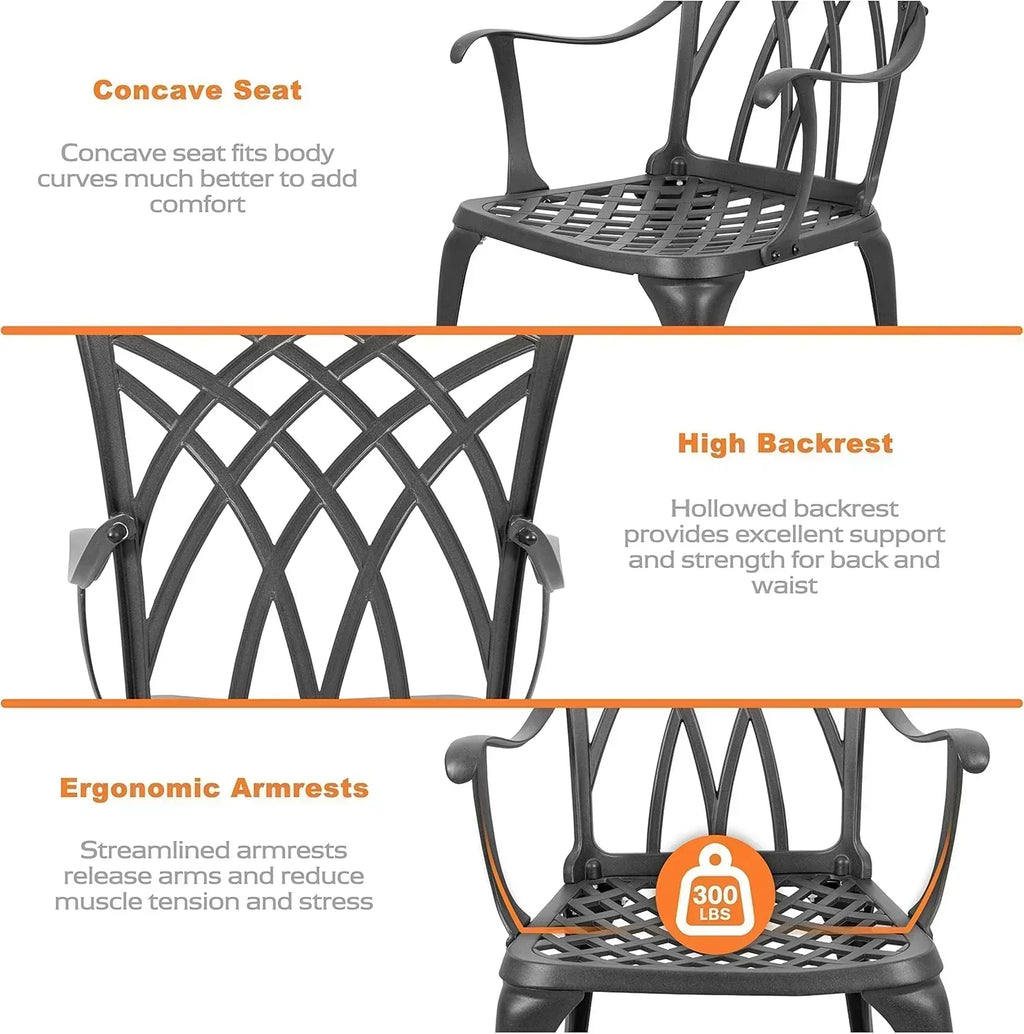 NUU GARDEN Bistro Set 3 Piece Outdoor Cast Aluminum Patio Bistro Set Patio Table Chairs Set of 2 wourant