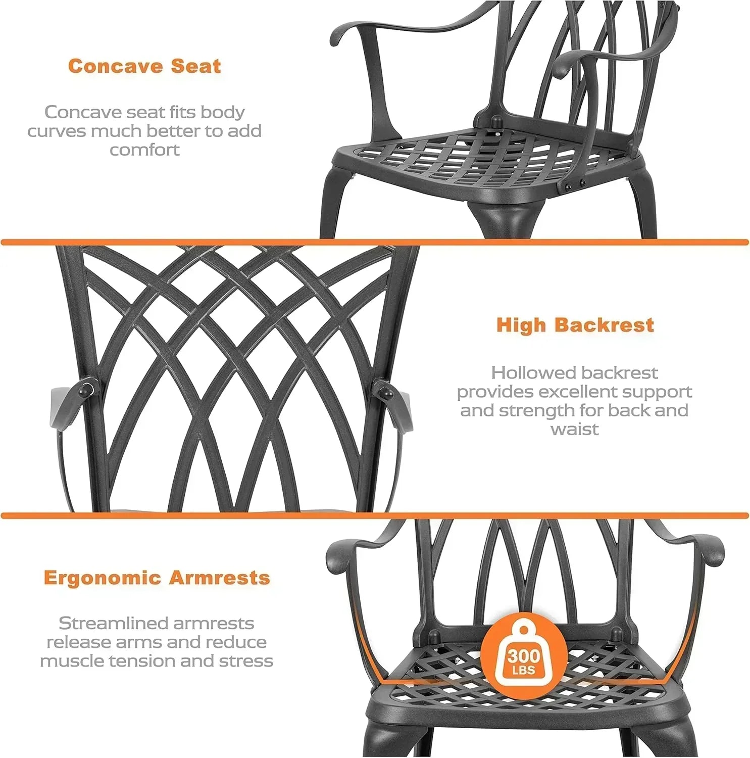 NUU GARDEN Bistro Set 3 Piece Outdoor Cast Aluminum Patio Bistro Set Patio Table Chairs Set of 2 wourant