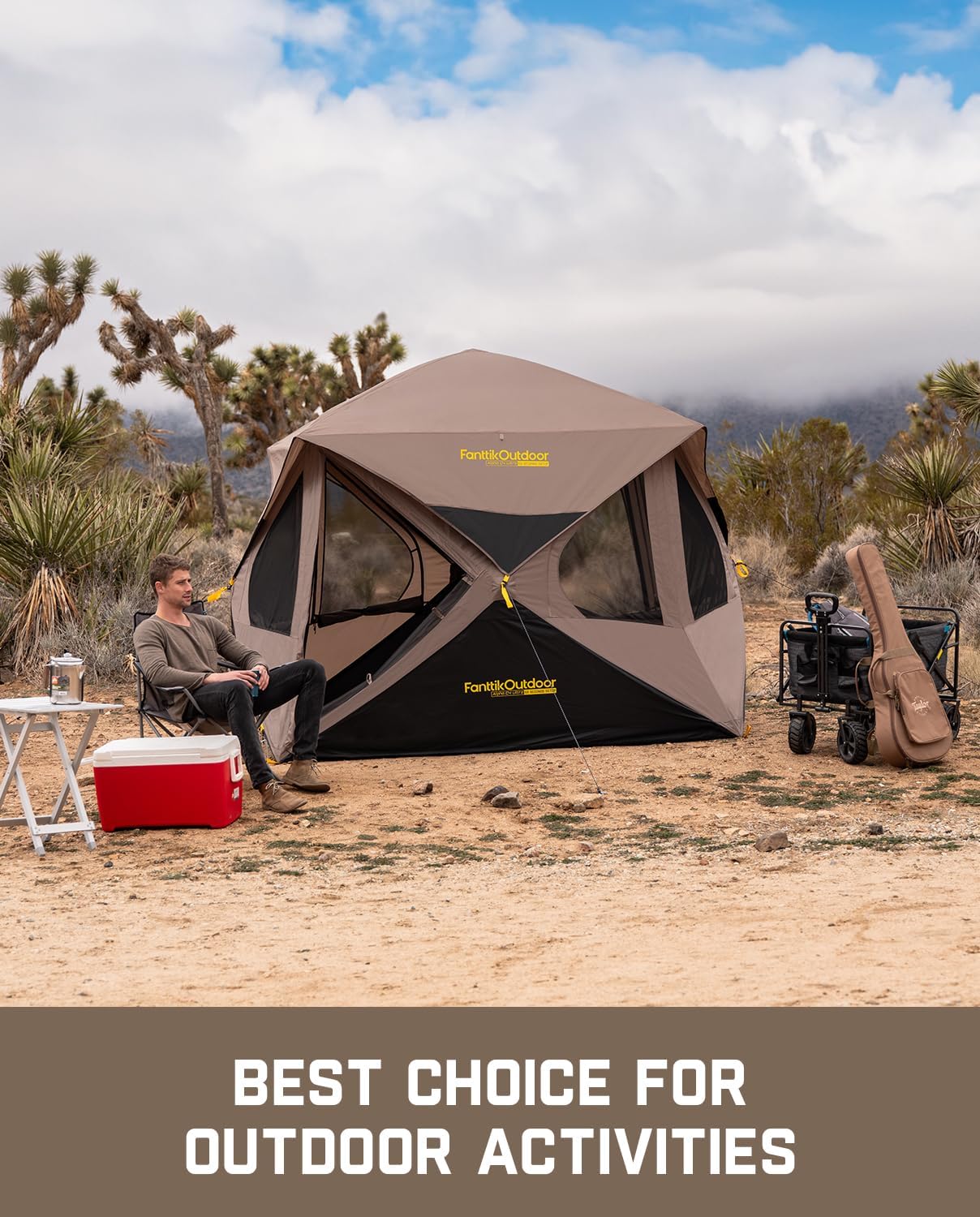 Super Camping Tent 4 Person Pop-up Instant Cabin Set Up Portable Center Tent wourant