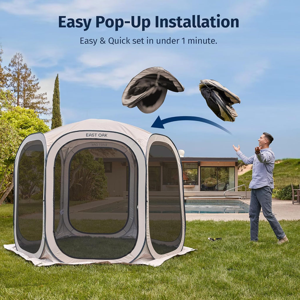 EAST OAK Screen House Tent Pop-Up Portable Screen Room Canopy Instant Screen Tent 10 x 10 FT wourant