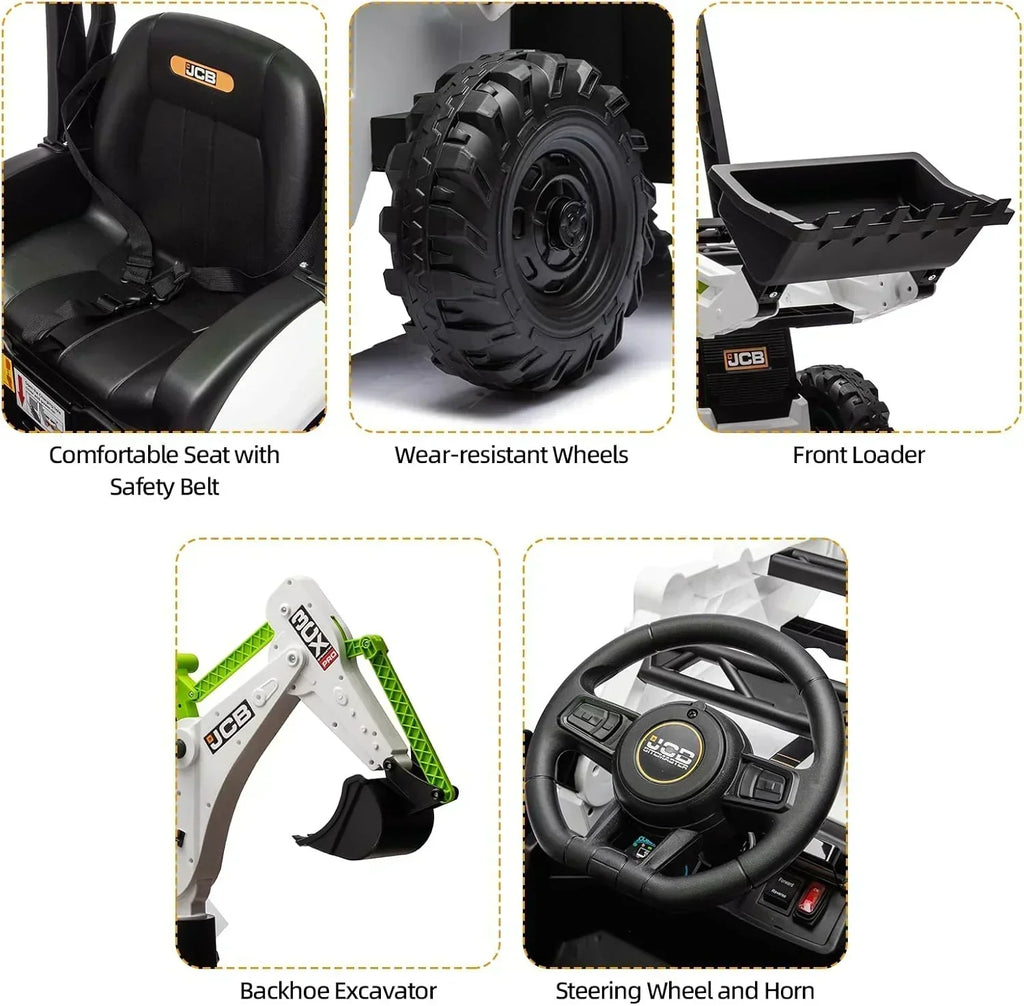 12V JCB Ride On Excavator Ride on Toys for Kids 4-8 Electric Car for Kids with Tractor wourant
