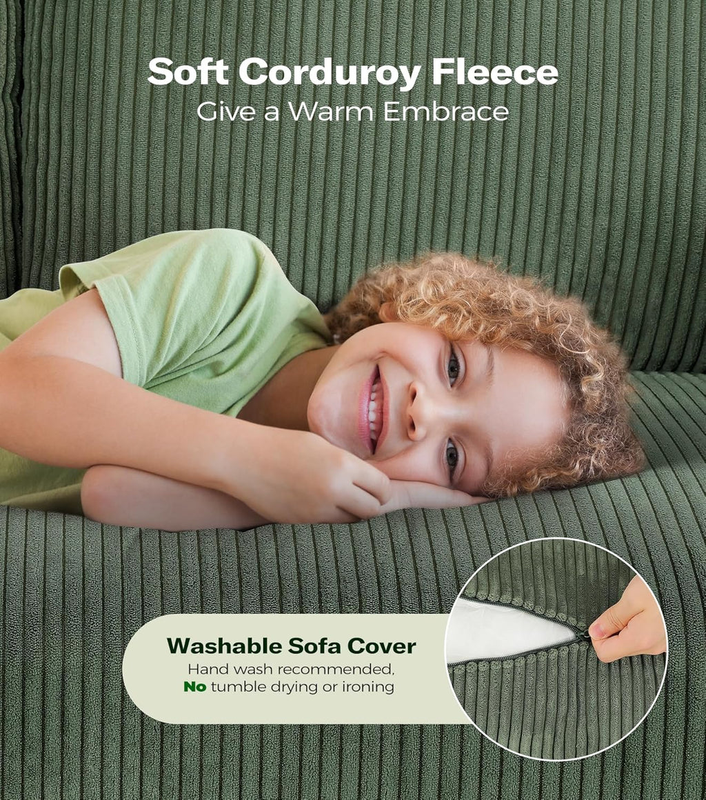Loveseat Sofa 51" Love Seat Comfy Corduroy Small Loveseat Tool-Free Setup Couch wourant