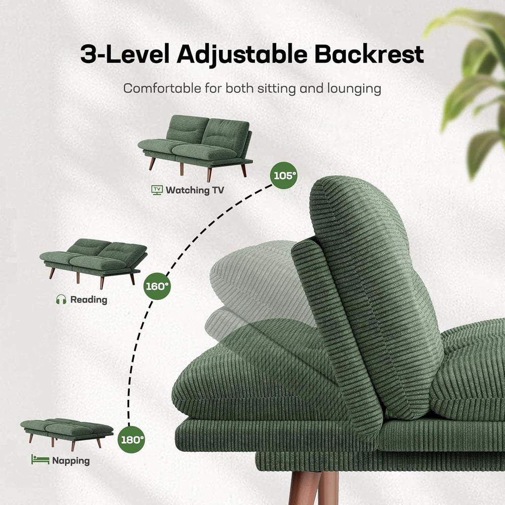 Futon Sofa Bed Futon Sofa Adjustable Back Armrests Converts to Small Sleeper Sofa Bed wourant