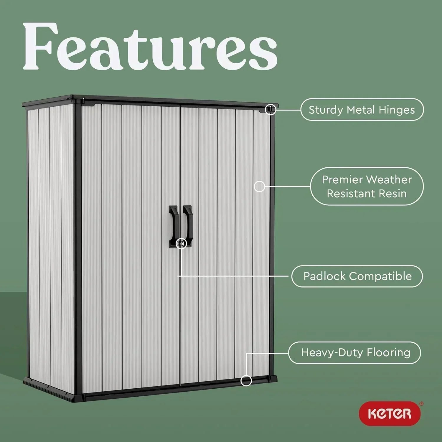 Keter Premier Tall 4.6 x 5.6 ft. Resin Outdoor Storage Shed with Shelving Brackets Patio Furniture wourant