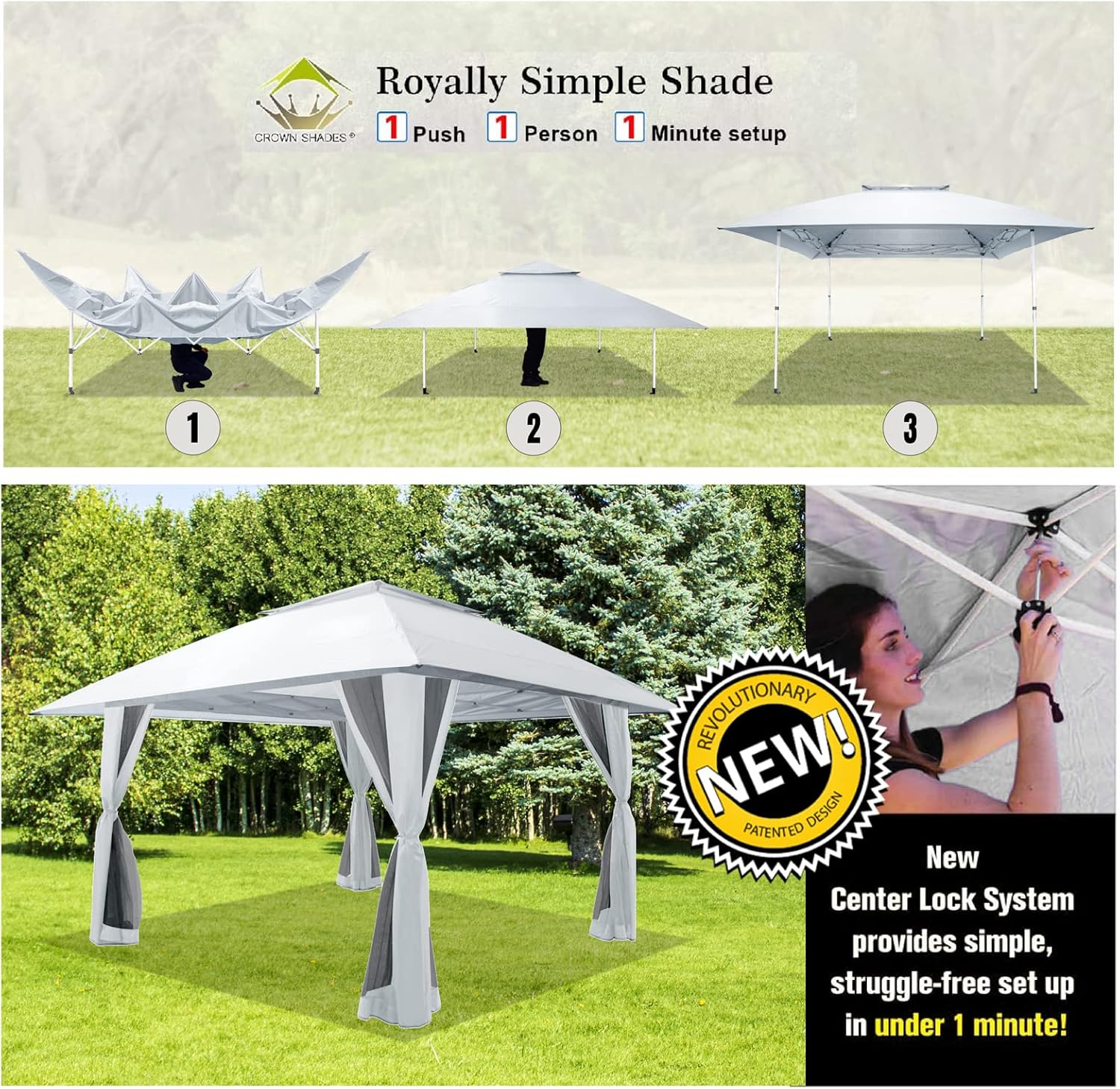 CROWN SHADES 13x13 Pop Up Gazebo Canopy Tent Gazebos on Clearance Outdoor Gazebo wourant