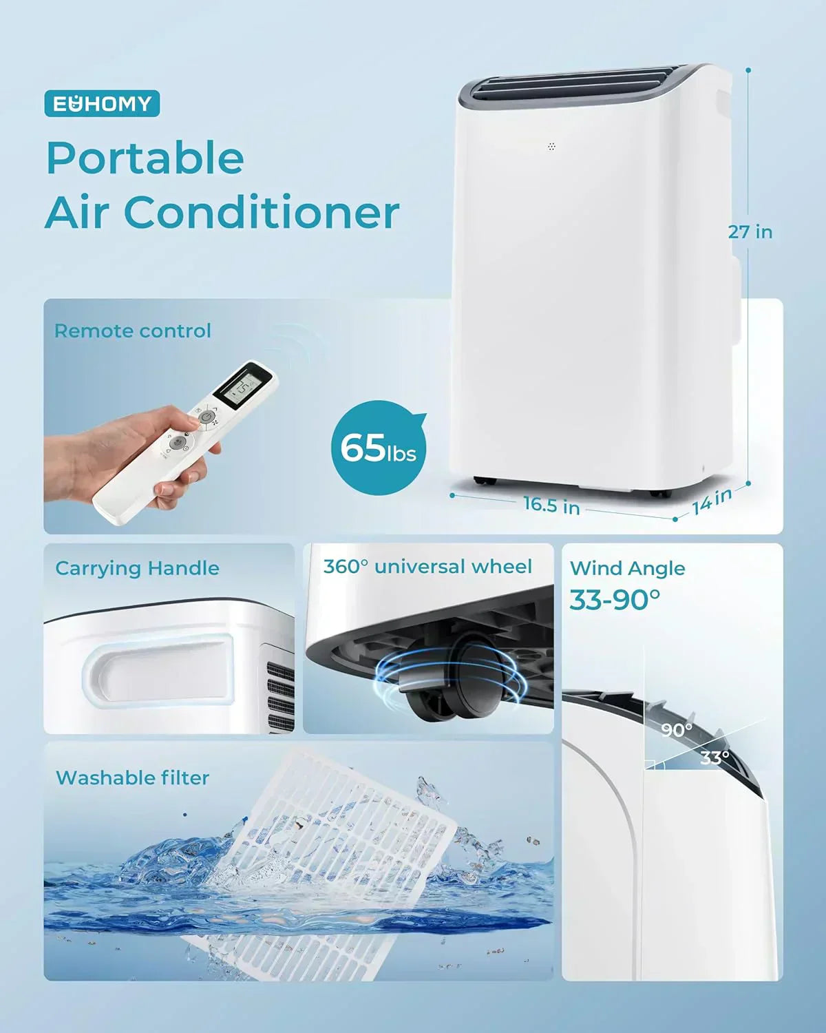 EUHOMY 8,000 BTU Portable Air Conditioners 4-in-1 Portable AC Unit Up to 350 Sq.Ft wourant