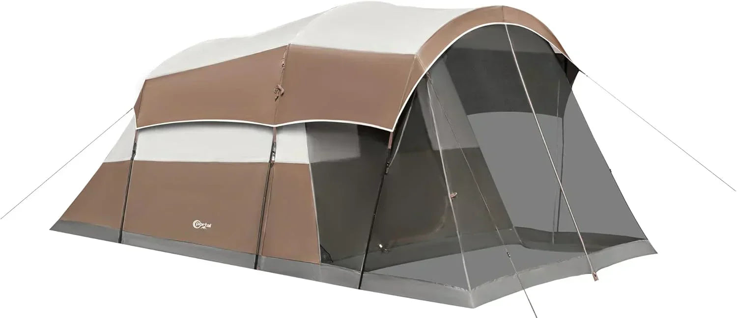 PORTAL 6/8/10 Person Family Camping Tent with Screen Room Water Resistant Big Tunnel Tent wourant
