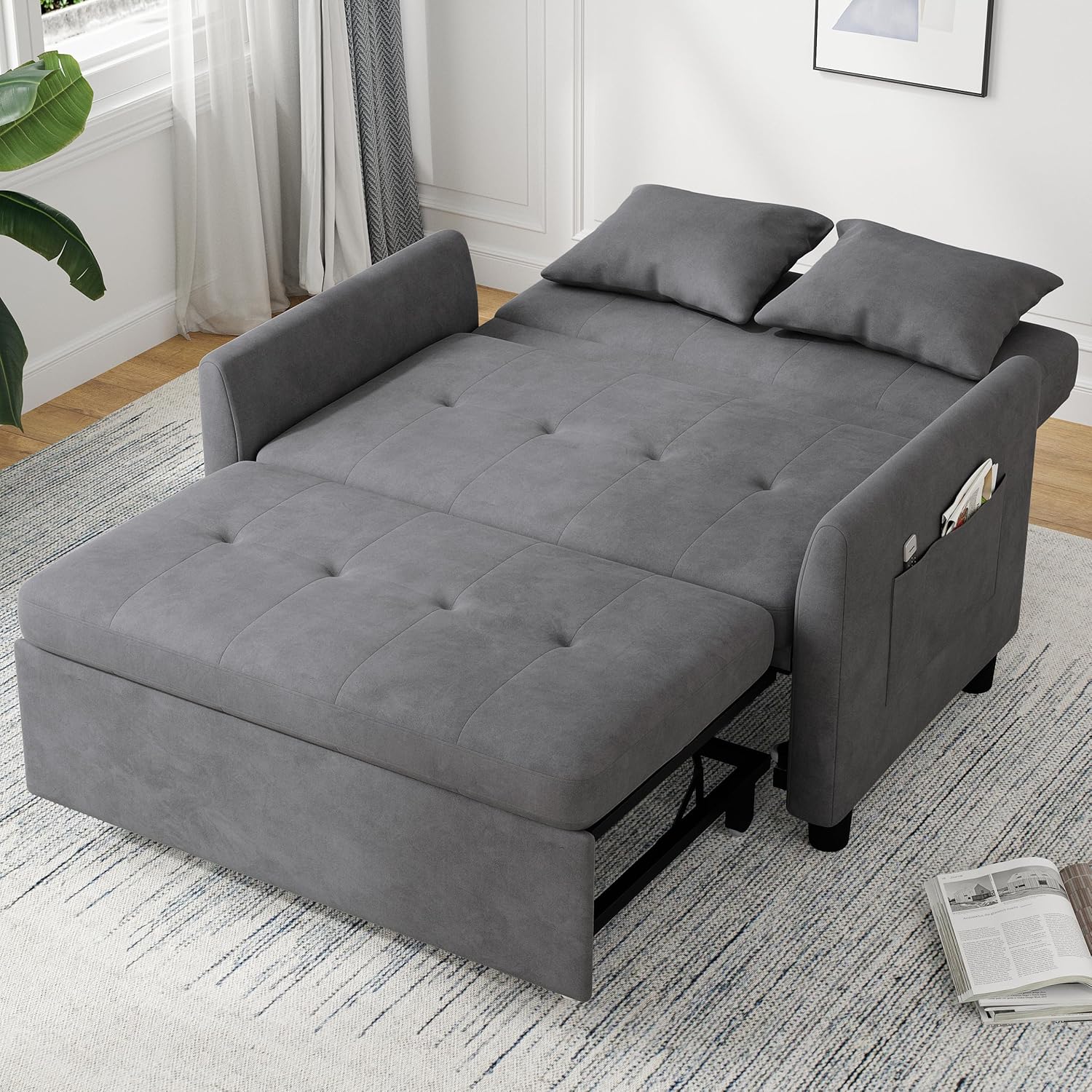 Sleeper Sofa Bed 3 in 1 Convertible Sleeper Couch Bed Pull Out Small Loveseat Sofa wourant