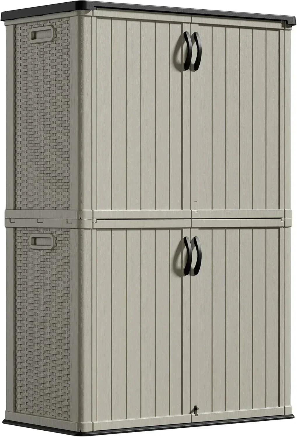Greesum Outdoor Horizontal Storage Shed 27 Cu.ft Resin Large Storage Box for Garden Patio wourant