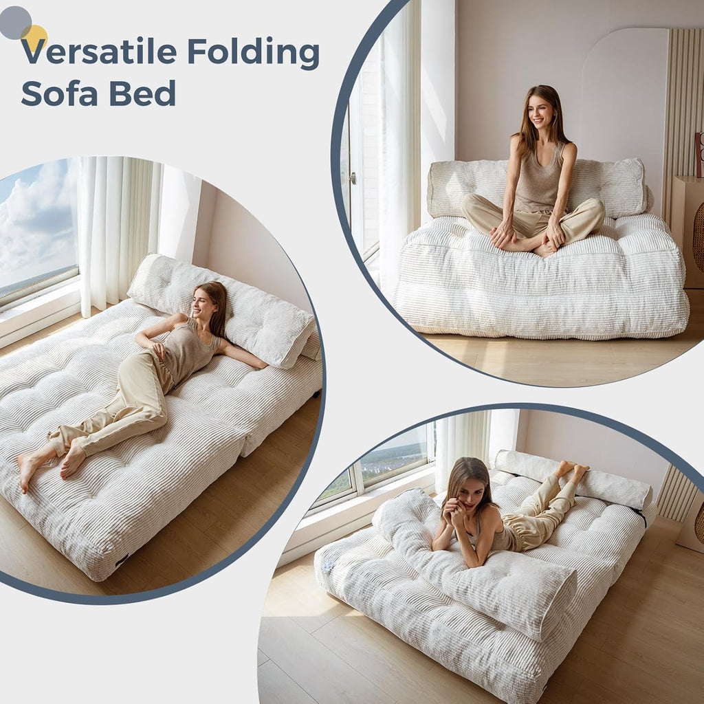 MAXYOYO Folding Sofa Bed Convertible Sleeper Chair with Pillow Foldable Mattress with Back Support wourant