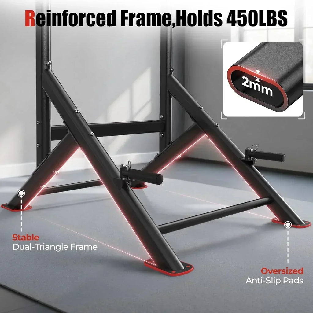 Sportsroyals Power Tower Pull Up Bar Station 450 lbs stable suspended immersion tilt station wourant