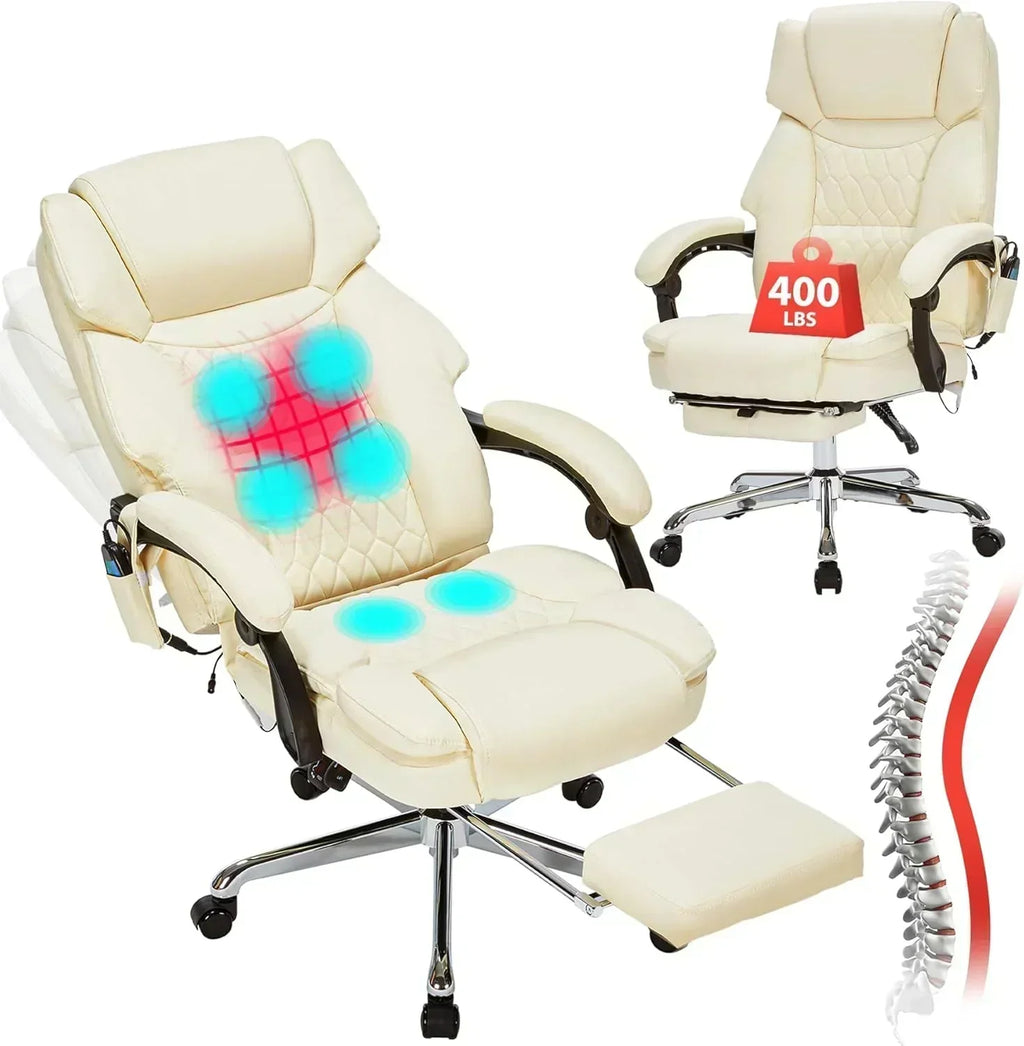 Massage Office Chair with Footrest 6 Point Vibration and Heating Home Office Desk Chair wourant