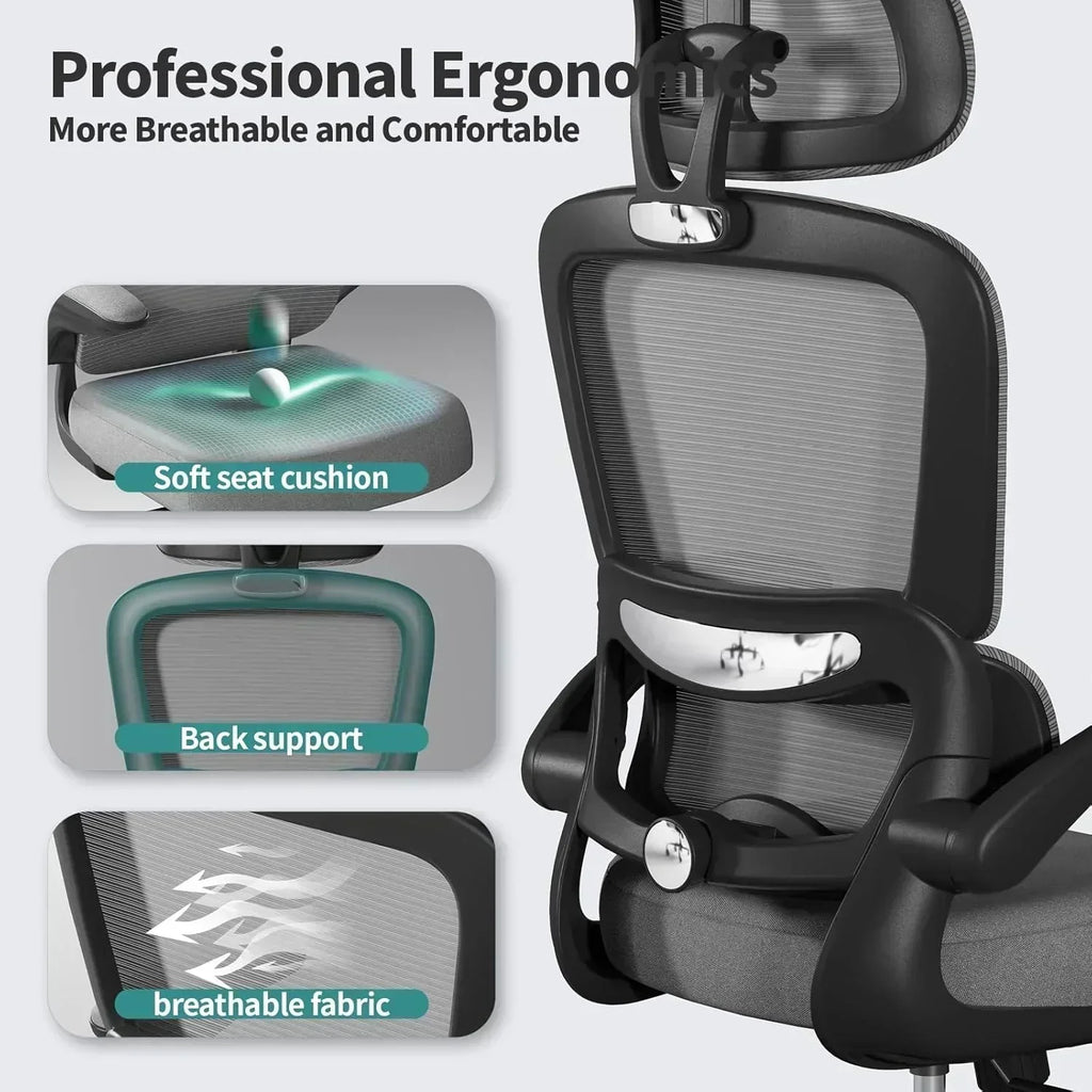 Office Chair Ergonomic Desk Chair 330 lbs Home Mesh Desk Chair Comfortable Gaming Chair wourant