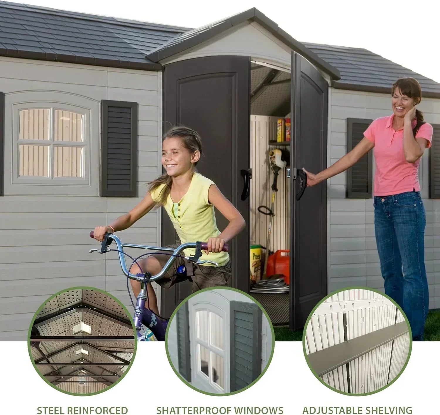 Lifetime 6446 Outdoor Storage Shed 8 x 15 Foot Desert Sand wourant