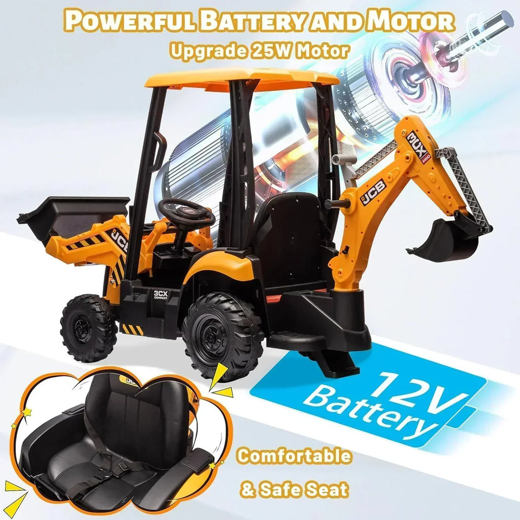 12V JCB Ride On Excavator Ride on Toys for Kids 4-8 Electric Car for Kids with Tractor wourant