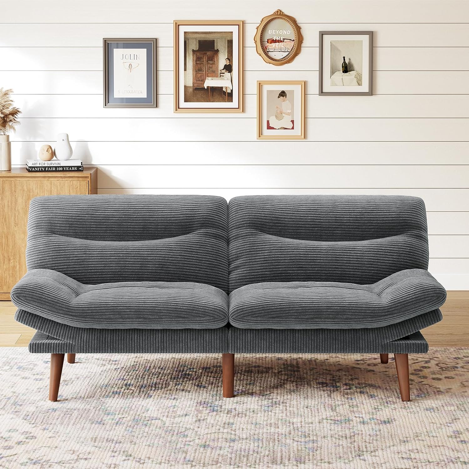 Futon Sofa Bed Futon Sofa Adjustable Back Armrests Converts to Small Sleeper Sofa Bed wourant
