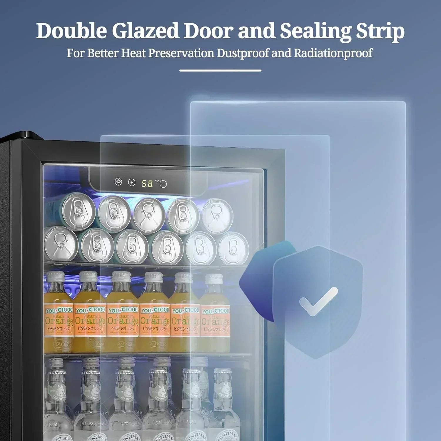 Antarctic Star Beverage Refrigerator Cooler 68 Can Mini Fridge with Glass Door for Beer Drinks Wine wourant