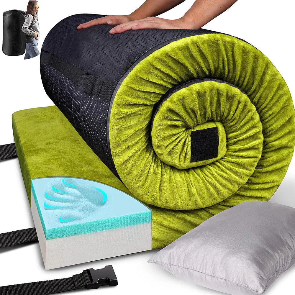 Thick Memory Foam Camping Mattress Sleeping Pad [Car/Cot] wourant