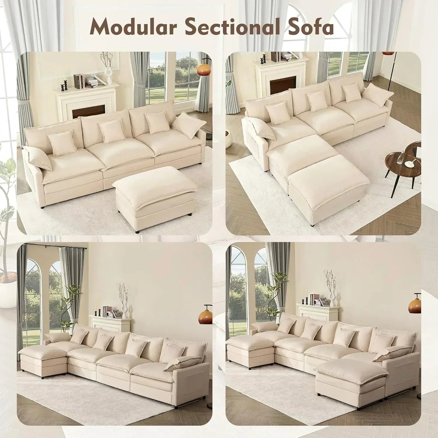 108" U-shaped sofa modular sofa Comfortable cloud sofa wourant