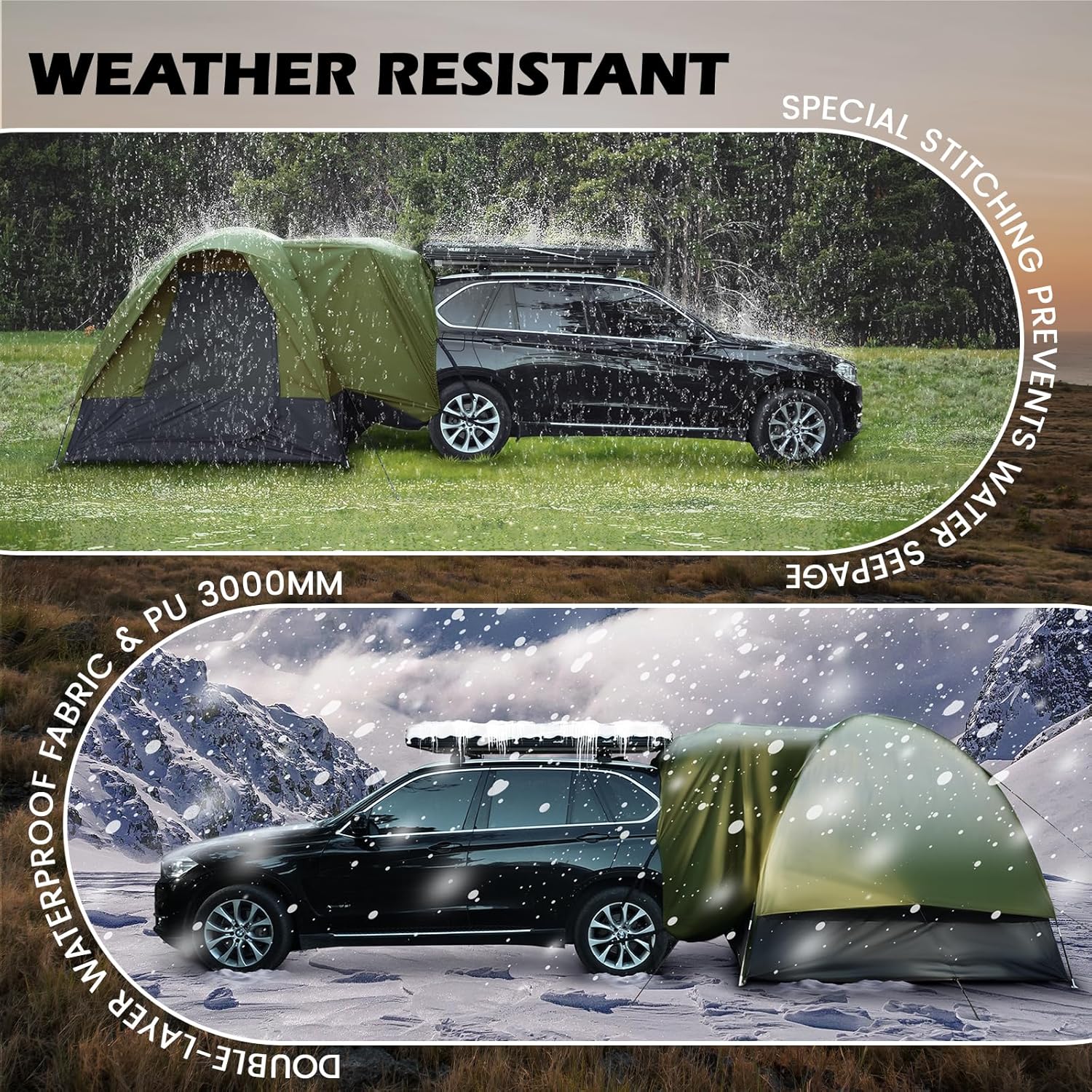 SUV Tent for Camping with Rainfly Waterproof PU3000mm Double Layer Design Car Tents wourant