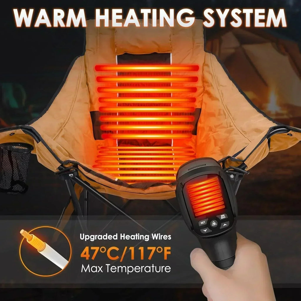 Heated Camping Chair Extra Large Heated Chair Outdoor Sports Chair with 3 Heat Levels on Back wourant