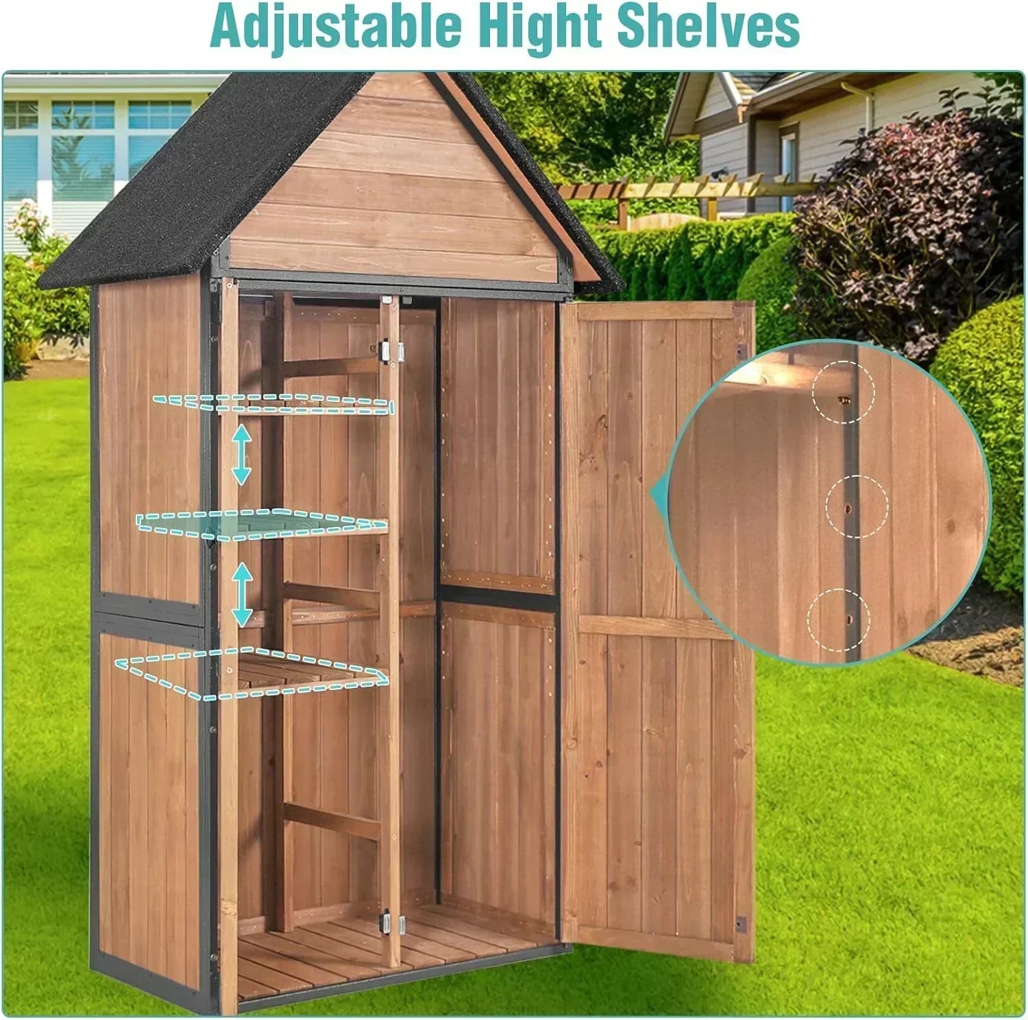 Sheds Outdoor Storage Garden Shed with Metal Frame Structure Adjustable Shelves Capacity Storage wourant