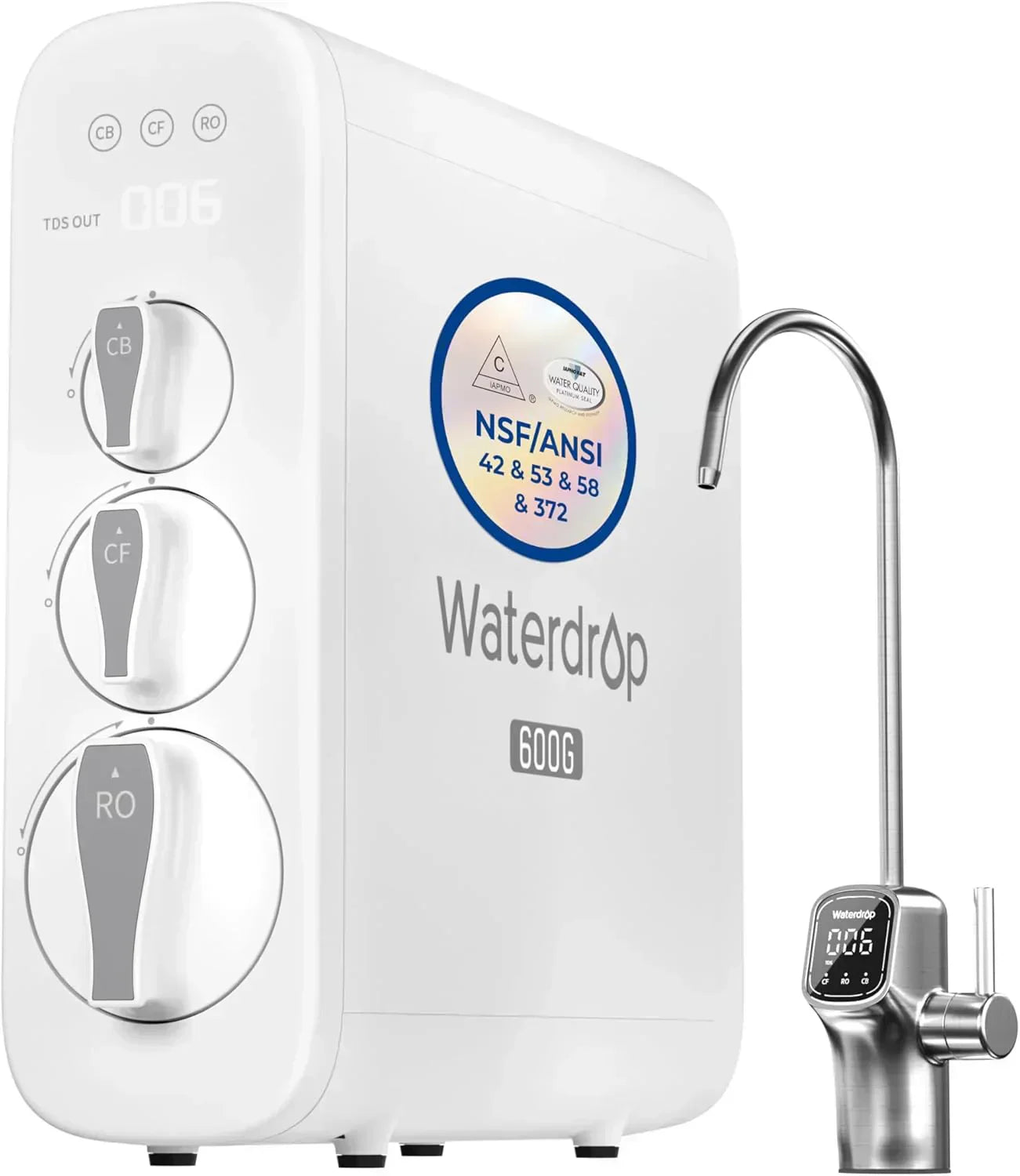 Waterdrop G3P600 reverse osmosis system Water filter Intelligent LED faucet wourant