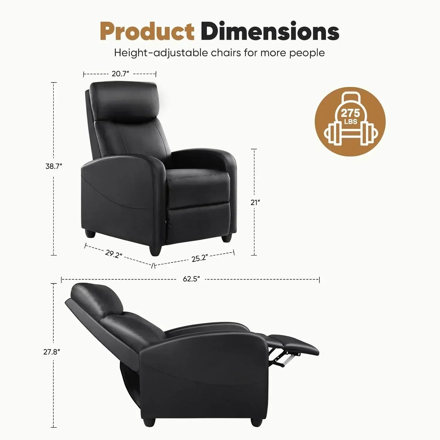 Adult recliner living room massage recliner adjustable home theater chair single sofa wourant