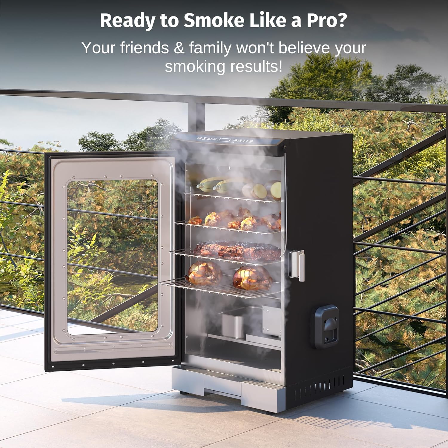 EAST OAK 30" Outdoor Electric Smoker Built-in meat probe smokes up to 6 times longer wourant