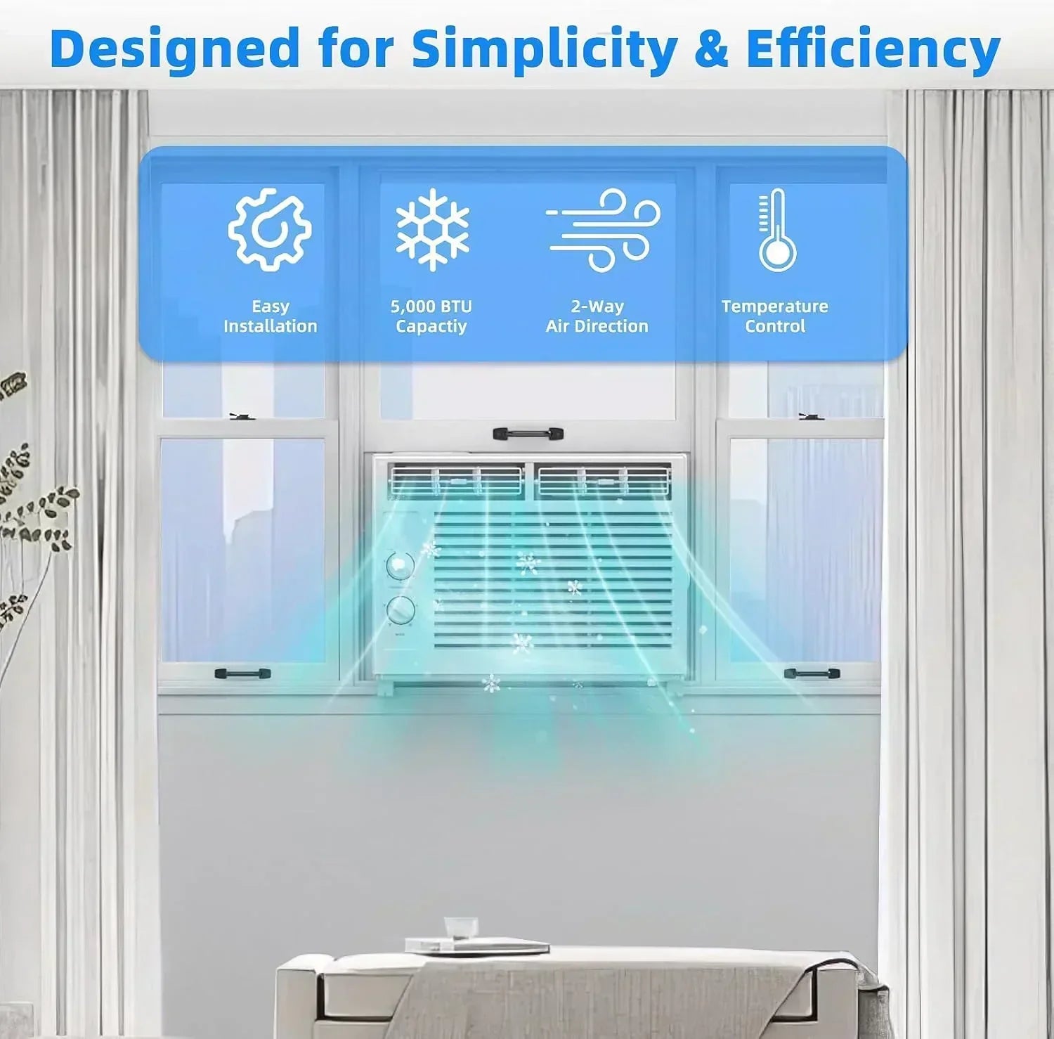 Antarctic Star 12,000 BTU U-Shaped Window Air Conditioner Unit Cools up to 550 Sq.Ft. with 6 Modes wourant