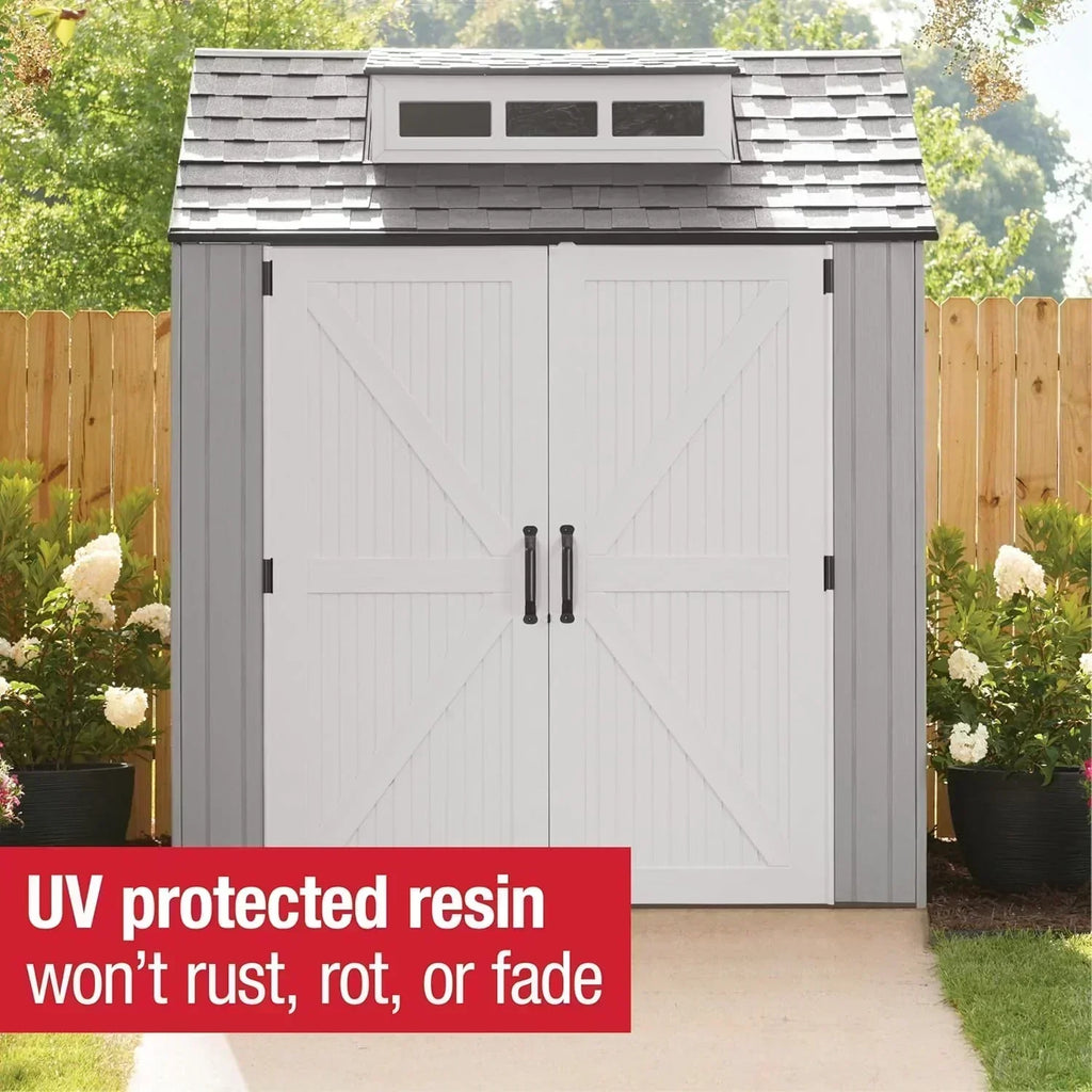 Rubbermaid Resin Outdoor Storage Shed With Floor Weather Resistant Gray Organization for Home wourant