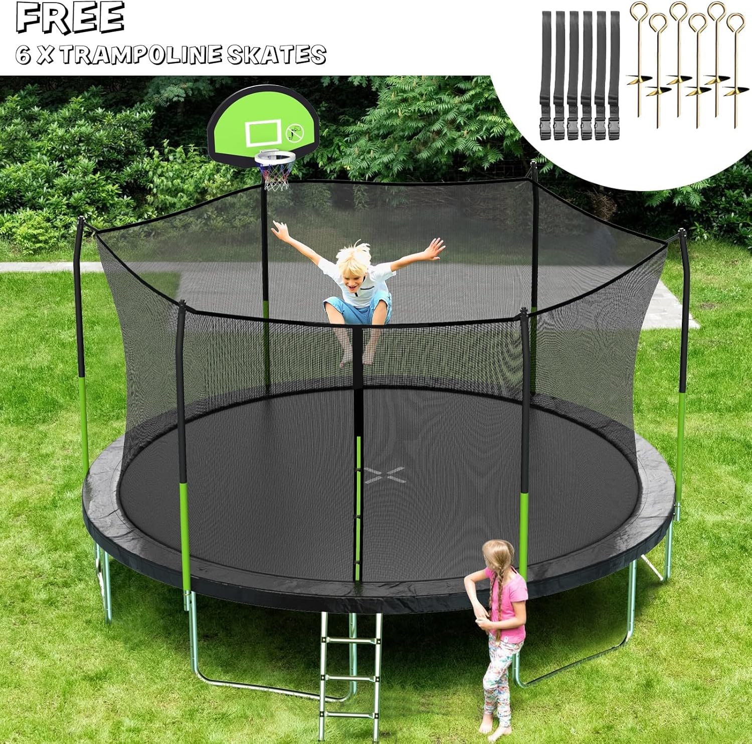 AOTOB 8FT 10FT 12FT 14 FT 15FT Trampoline with Safety Enclosure Net Outdoor Trampoline wourant