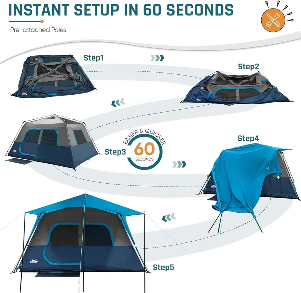 Quick-opening tent family camping tent pop-up camping tent large waterproof tent wourant