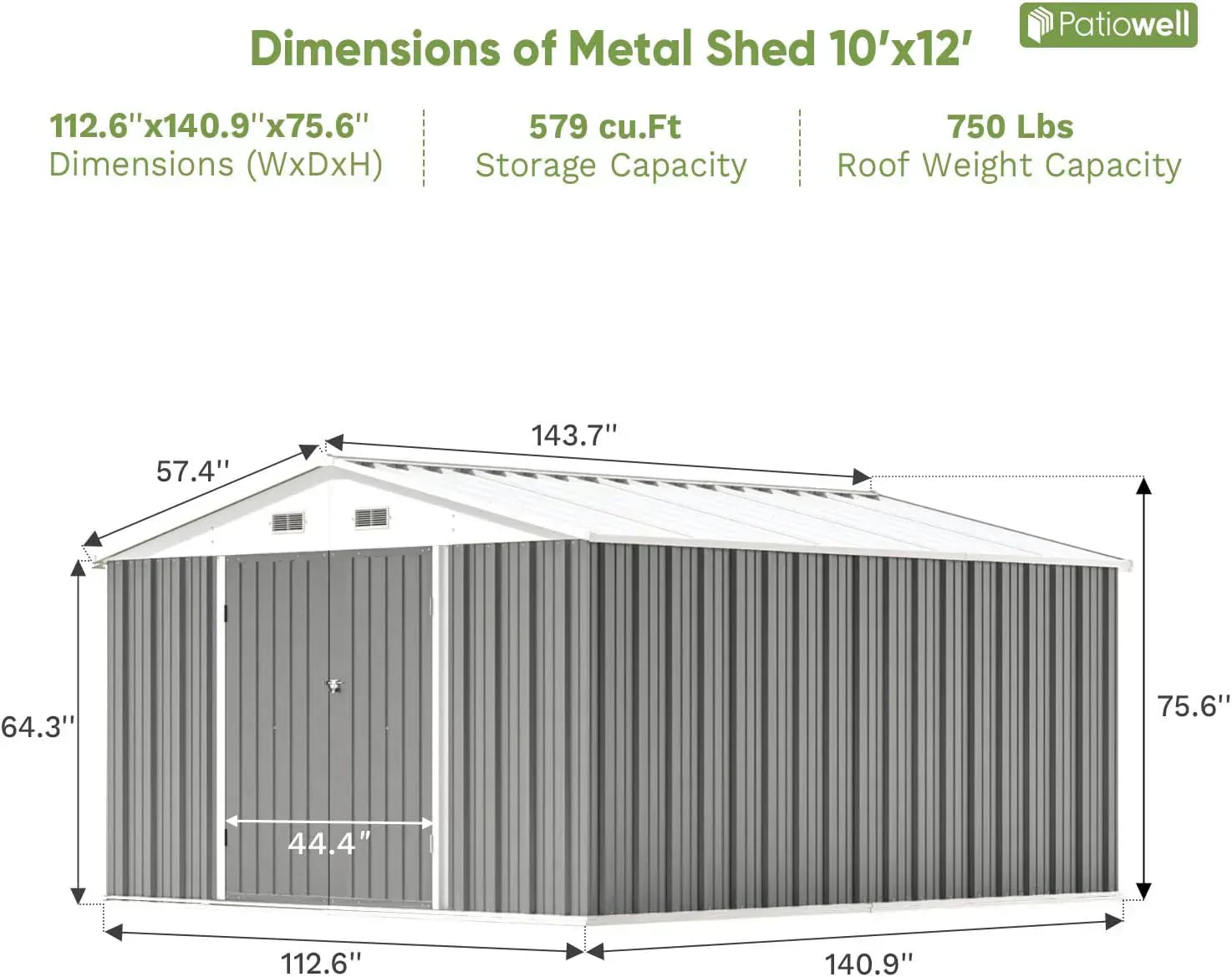 Patiowell 5x3 FT Outdoor Storage Shed Tool Shed with Sloping Roof and Lockable Door Metal Shed wourant
