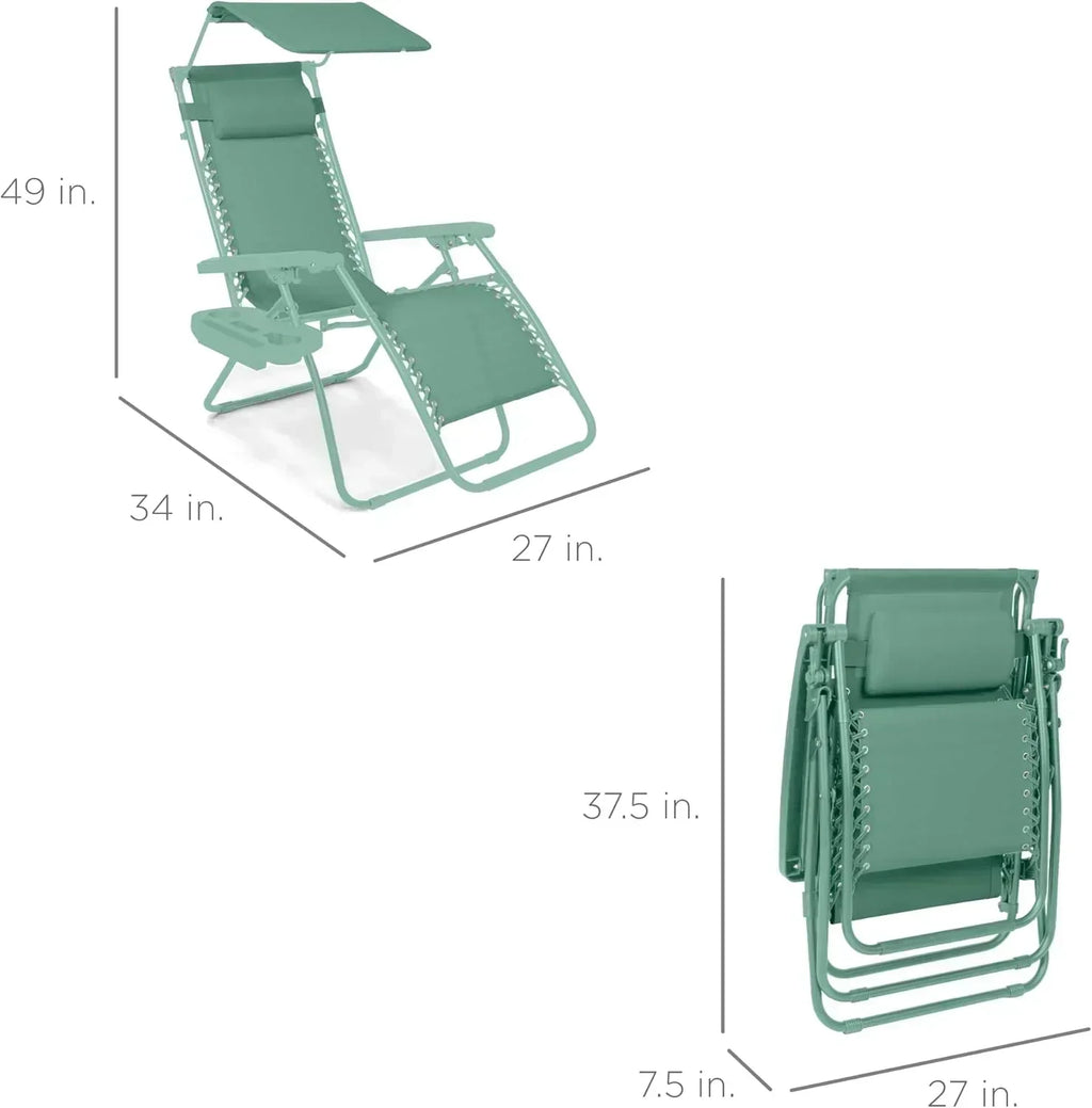 Best Choice Products Folding Zero Gravity Recliner Patio Lounge Chair Adjustable Canopy Shade wourant