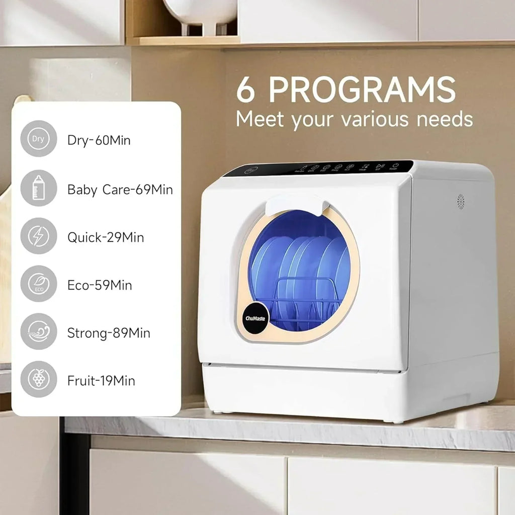 Mini countertop dishwasher Compact dishwasher Double spray arms Portable countertop dishwasher wourant