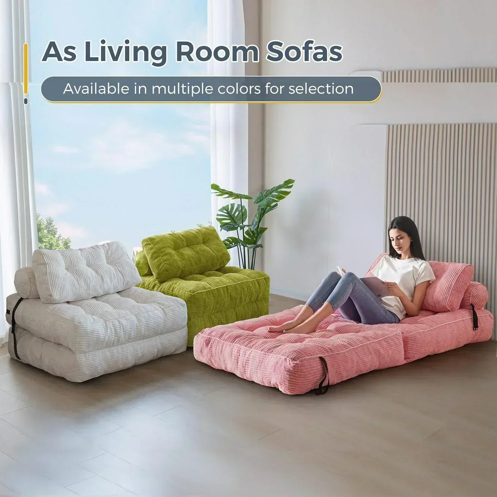 MAXYOYO Folding Sofa Bed Convertible Sleeper Chair with Pillow Foldable Mattress with Back Support wourant