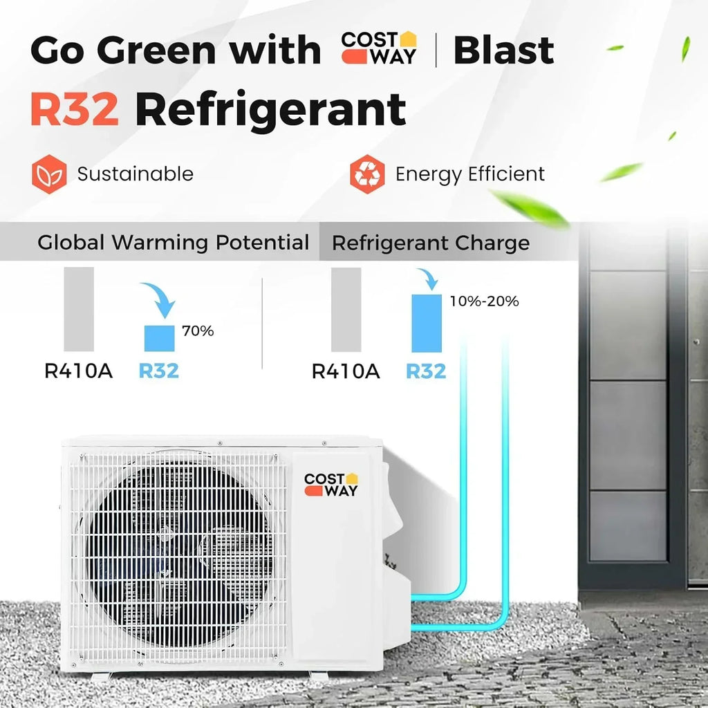 COSTWAY 12000BTU Mini Split Air Conditioner Heater 20 SEER2 115V Wall-Mounted Ductless wourant