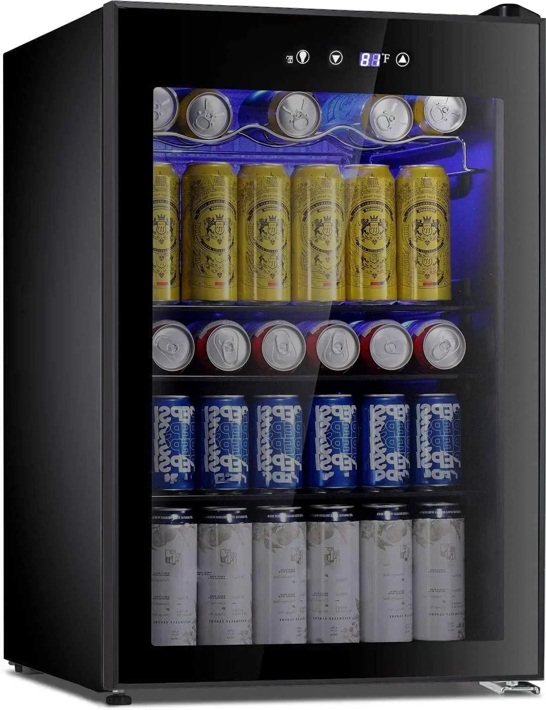 Antarctic Star Beverage Refrigerator Cooler 68 Can Mini Fridge with Glass Door for Beer Drinks Wine wourant