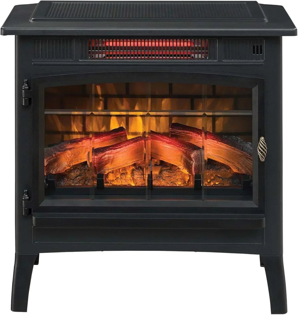 Freestanding Electric Fireplace Stove Heater with 3D Flame Effect for 1000 Sq. Ft wourant