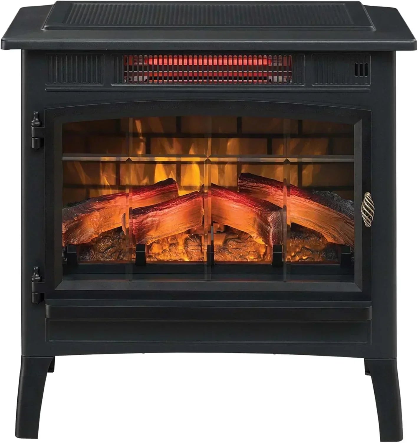 Freestanding Electric Fireplace Stove Heater with 3D Flame Effect for 1000 Sq. Ft wourant