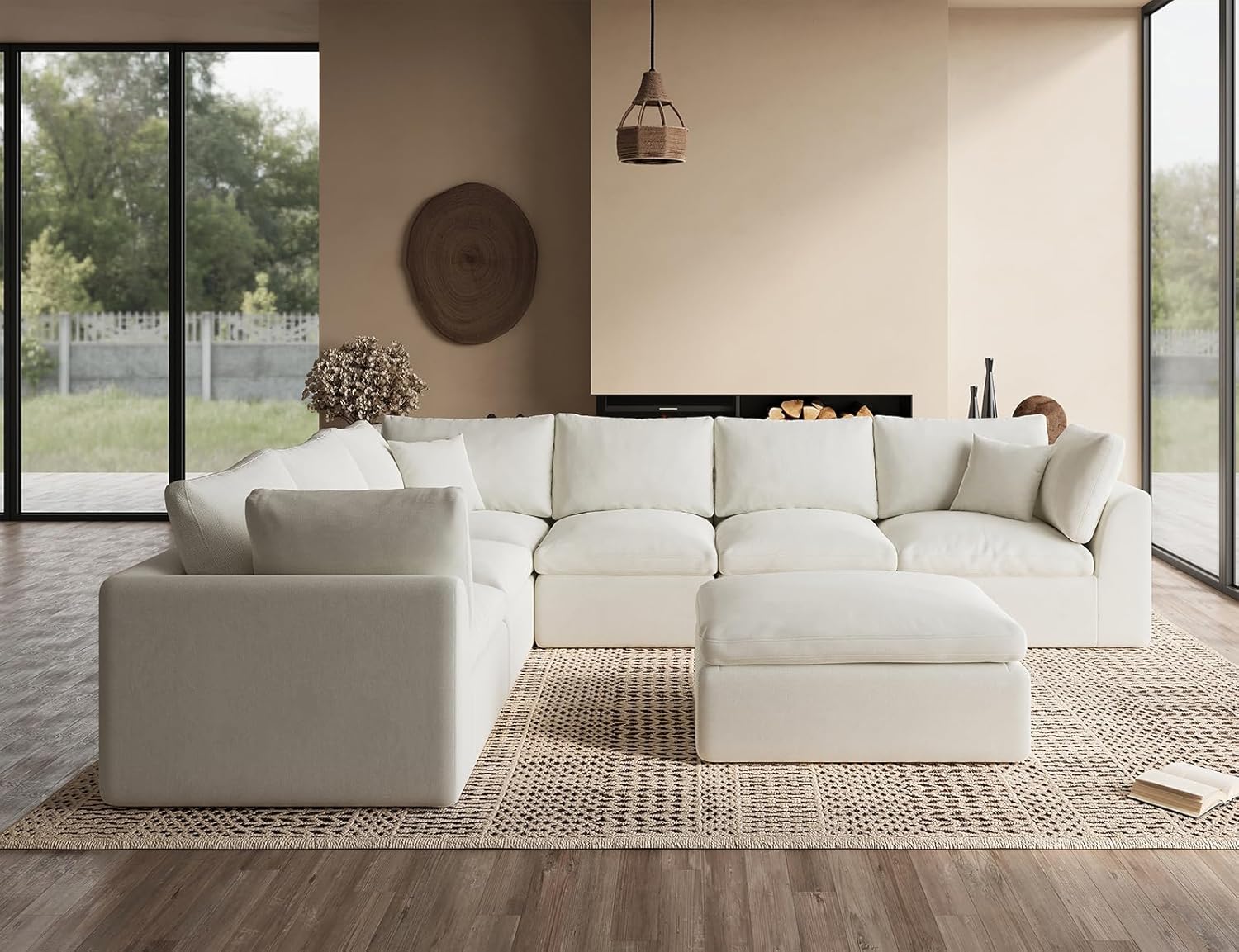 110 inch cloud sectional sofa for living room convertible L-shaped sofa 3 seater sectional sofa wourant
